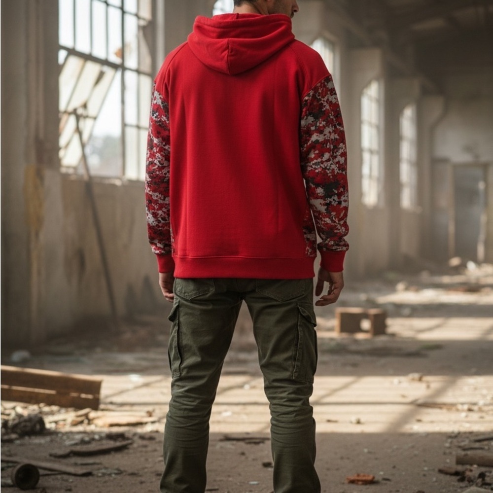 Red, Grey and Black Badger Sport Hoodie for Men - Picture 2 of 7